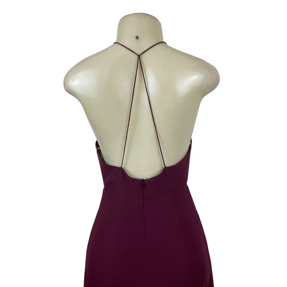 Jenny Yoo Collection Women’s Burgundy Halter V-Neck Maxi Dress Sz 4-New - Picture 5 of 10